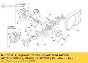 aprilia AP3ABN000092 waaier bevestigingsschroef - Onderkant