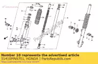 51410MN9701, Honda, tubería comp., fr. tenedor (showa) honda nx 650 1988 1989 1990 1991 1992 1993 1994 1995, Nuevo