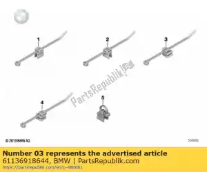 bmw 61136918644 cable strap with bracket - l=200mm - Bottom side