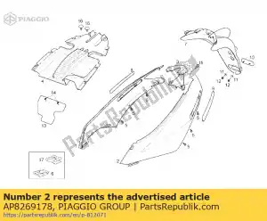 Piaggio Group AP8269178 lh carenagem traseira. cinza - Lado inferior