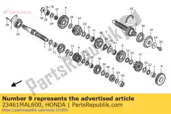 Here you can order the gear, countershaft third from Honda, with part number 23461MAL600: