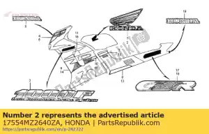 Honda 17554MZ2640ZA mark, l. fuel tank (###) - Bottom side