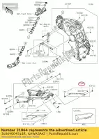 31064004518R, Kawasaki, pipe-comp,rr,rh,black zx1400d8 kawasaki  zzr 1400 2008 2009 2010 2011 2012 2013 2014 2015 2016 2017 2018 2019 2020 2021, New