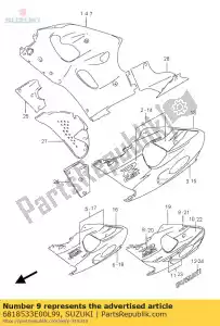 suzuki 6818533E00L99 tape, motorkap un - Onderkant