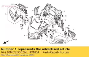 Honda 64210MCSG00ZM conjunto de capucha, superior (wl) * nh1 - Lado inferior