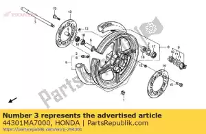 Honda 44301MA7000 eje, rueda fr. - Lado inferior
