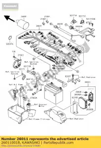 kawasaki 260110018 draadkabel, batterij (+) vn1600-a1 - Onderkant