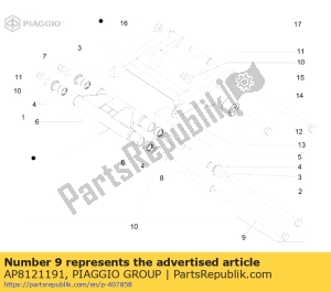 aprilia AP8121191 frame pivot pin - Bottom side