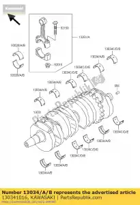 kawasaki 130341016 metaal, krukas brg z500-b3 - Onderkant