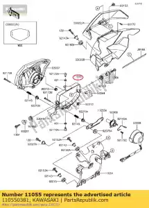 kawasaki 110550381 support, lampe frontale klx250s9f - La partie au fond