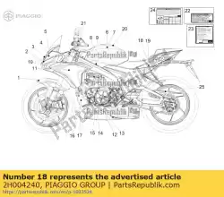 Ici, vous pouvez commander le decalco tuono 660 dx codone auprès de Piaggio Group , avec le numéro de pièce 2H004240: