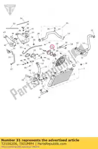 triumph T2100206 cover, water outlet - Bottom side