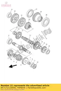 yamaha 4X7172110000 gear, 1st wheel - Bottom side