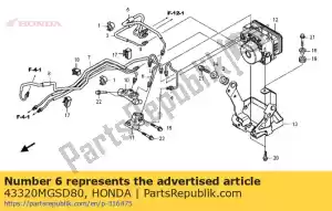 Honda 43320MGSD80 tubo comp a, freno - Lado inferior