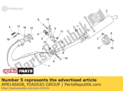 Aprilia AP8146608, Soporte del tubo de escape, OEM: Aprilia AP8146608