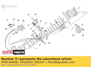 aprilia AP8146608 exhaust pipe support - Bottom side