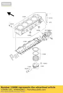 Kawasaki 130081181 anel-conjunto-pistão - Lado inferior