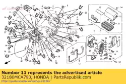 Aqui você pode pedir o sub arnês, r. Alforje em Honda , com o número da peça 32180MCA790: