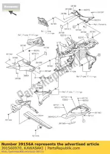 kawasaki 391560970 almofada, tampa lateral, lh, r end zr800a - Lado inferior