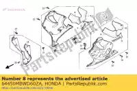 64450MBWD60ZA, Honda, conjunto de capuz, l. inferior (wl) * honda cbr  f sport fs rossi fr cbr600fr 600 , Novo