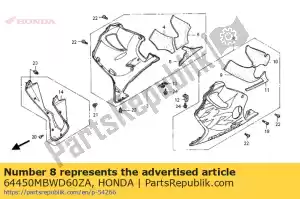 Honda 64450MBWD60ZA conjunto de capuz, l. inferior (wl) * - Lado inferior