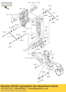 Kawasaki 921541553 perno, bridado, 10x14 - Lado inferior