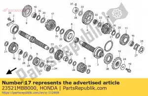 honda 23521MBB000 gear, countershaft sixth (25t) - Bottom side