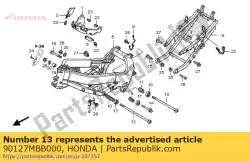 Ici, vous pouvez commander le boulon, spécial, 12x249 auprès de Honda , avec le numéro de pièce 90127MBB000: