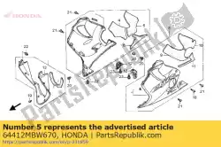 Ici, vous pouvez commander le tapis b, r. Capot inférieur auprès de Honda , avec le numéro de pièce 64412MBW670: