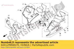 Honda 64412MBW670 mat b, r. dolna maska - Dół