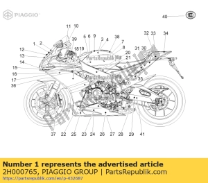 aprilia 2H000765 etiqueta del parabrisas aprilia - Lado inferior