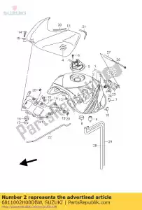 Suzuki 6811002H00DBW tape set,fuel t - Bottom side