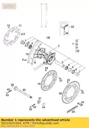 achterwiel cpl. 2. 15x18 'deed van KTM, met onderdeel nummer 50310001044, bestel je hier online:
