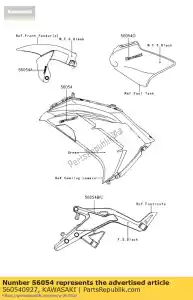 Kawasaki 560540927 marca, capota lateral, er-6f - Lado inferior