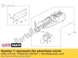 Ici, vous pouvez commander le protection du tuyau d'échappement auprès de Piaggio Group , avec le numéro de pièce AP8119510: