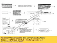 895311, Piaggio Group, etiqueta de emisión de ruido aprilia scarabeo light carb 125 200, Nuevo