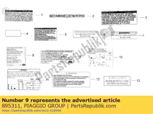 Piaggio Group 895311 noise emission sticker - Bottom side