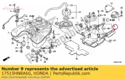 Qui puoi ordinare protezione, serbatoio sotto calore da Honda , con numero parte 17515HN8A60: