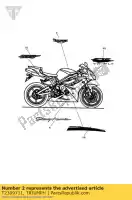 T2309711, Triumph, decalcomania posteriore dx col triumph daytona 675 from vin 381275 daytona 675 vin 381275 to vin 564947 675 2006 2007 2008 2009 2010 2011 2012, Nuovo