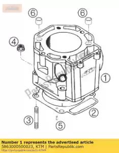 ktm 5863000500023 cilinder d = 102 gegoten. sm 03 - Onderkant