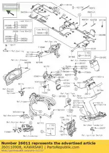 Kawasaki 260110908 câble, batterie (-) - La partie au fond