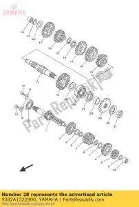 yamaha 9382A1522800 piñón, accionamiento (15t) - Lado inferior