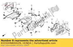 Ici, vous pouvez commander le cover assy., r. Côté réservoir auprès de Honda , avec le numéro de pièce 83550HN8000ZB: