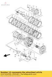Here you can order the washer,clutch p from Suzuki, with part number 2147202F00: