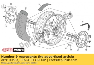 aprilia AP9100584 interne afstandhouder l=134,3 - Onderkant