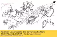 33701MBA611, Honda, montagem da luz traseira. (stanley) (12v 21 / 5w) honda vt 750 1997 1998 1999 2000 2001, Novo