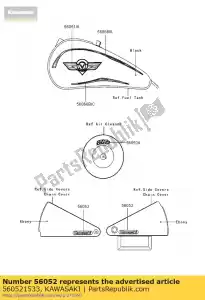 kawasaki 560521533 marque, capot latéral, kawas vn800-b7 - La partie au fond