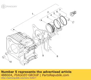 Piaggio Group 488004 anneau racleur d'huile - La partie au fond