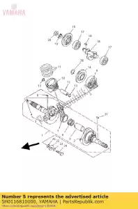 yamaha 5H0116810000 pino, manivela 1 - Lado inferior