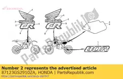 Here you can order the mark,fuel *type1* from Honda, with part number 87123GS2910ZA: